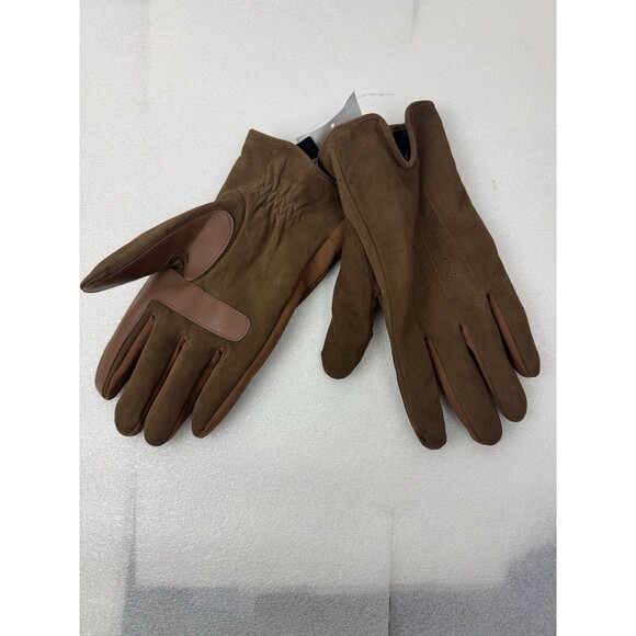 Isotoner Genuine Suede with Ultraplush Lining 3-Draw Touchscreen Gloves Sz: L - Picture 3 of 8
